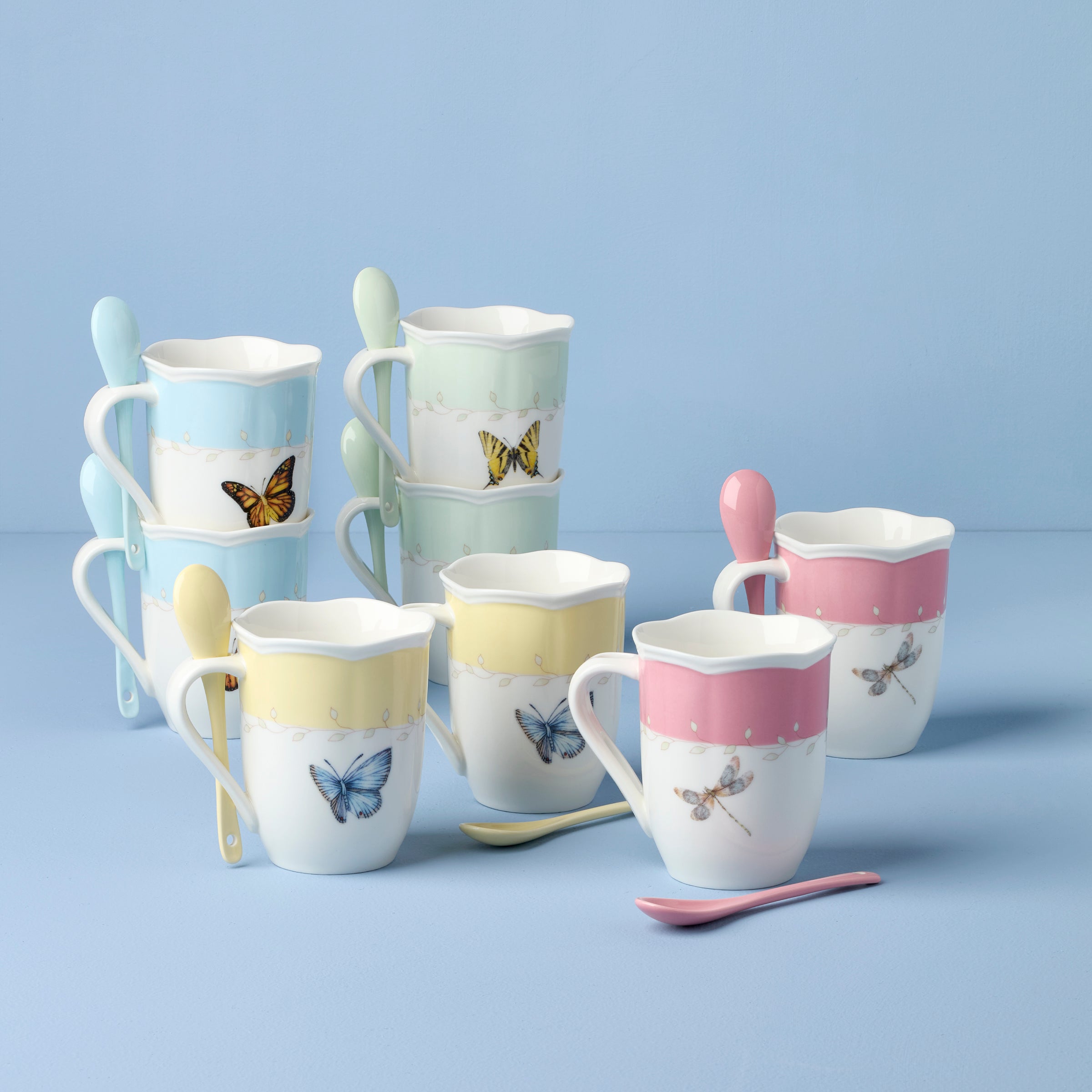 Alternative view of Butterfly Meadow Color Mugs With Spoons   Set of 8