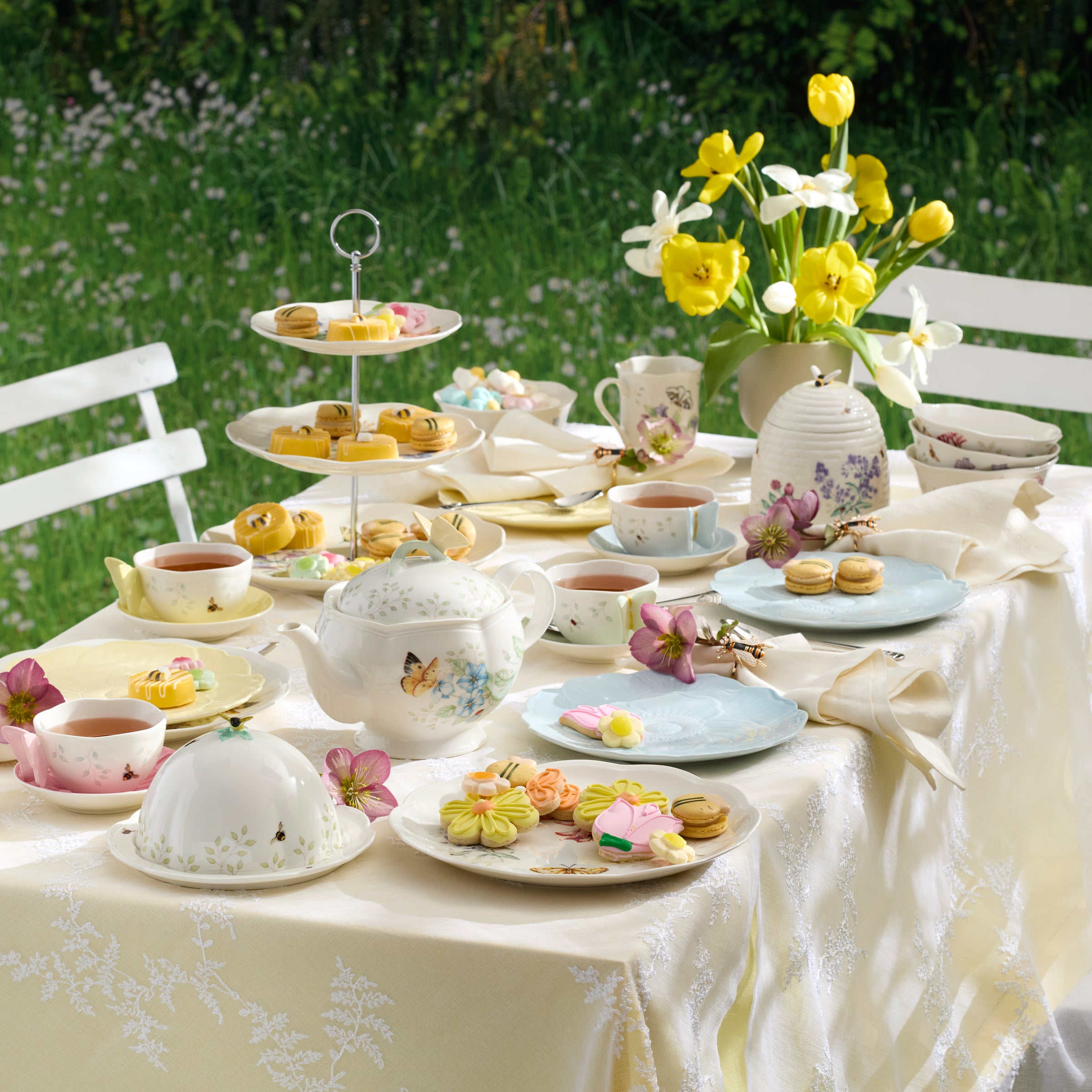 Butterfly Meadow Floral Yellow Accent Plates Set of 4 - Image 3