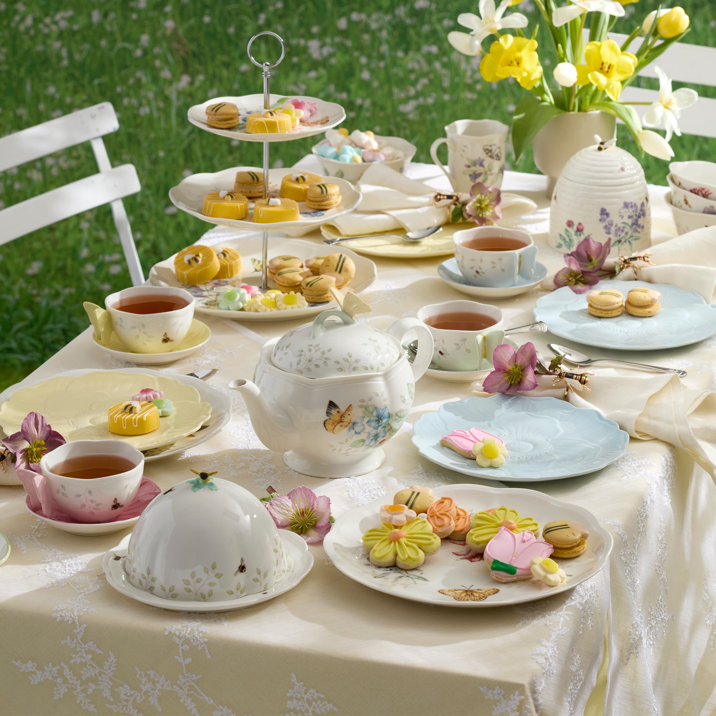 Butterfly Meadow Floral Yellow Accent Plates Set of 4 - Image 4