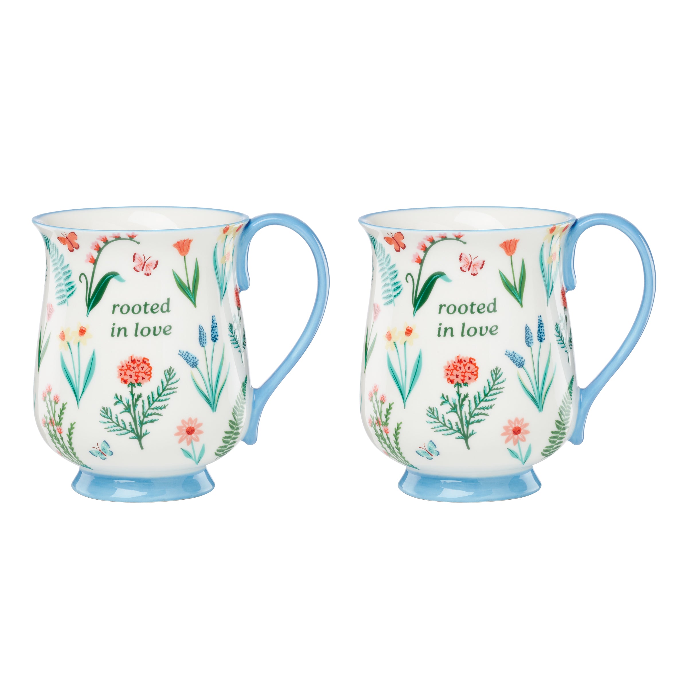First Blooms Blue Mugs   Set of 2