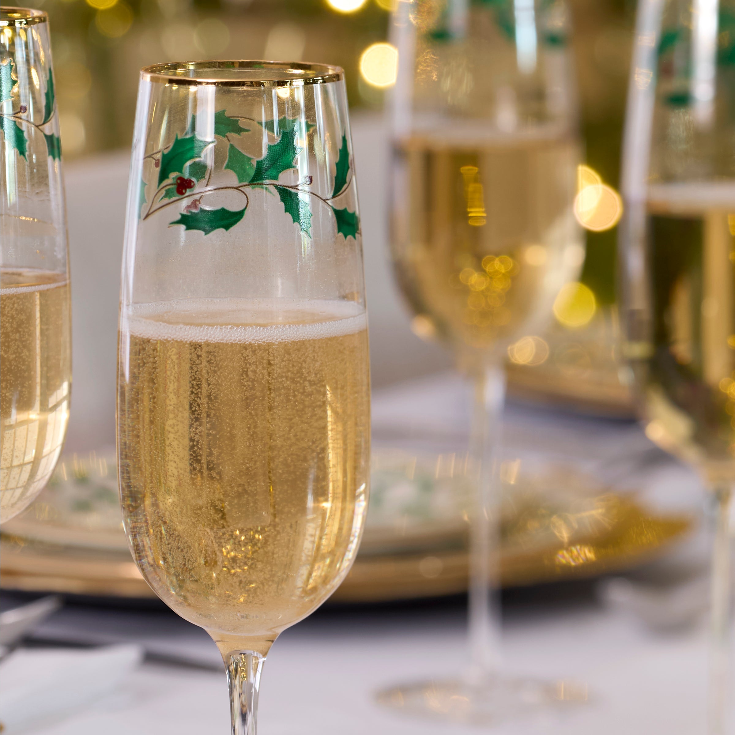 Holiday Decal Flute Glasses Set Of 4 - Image 4