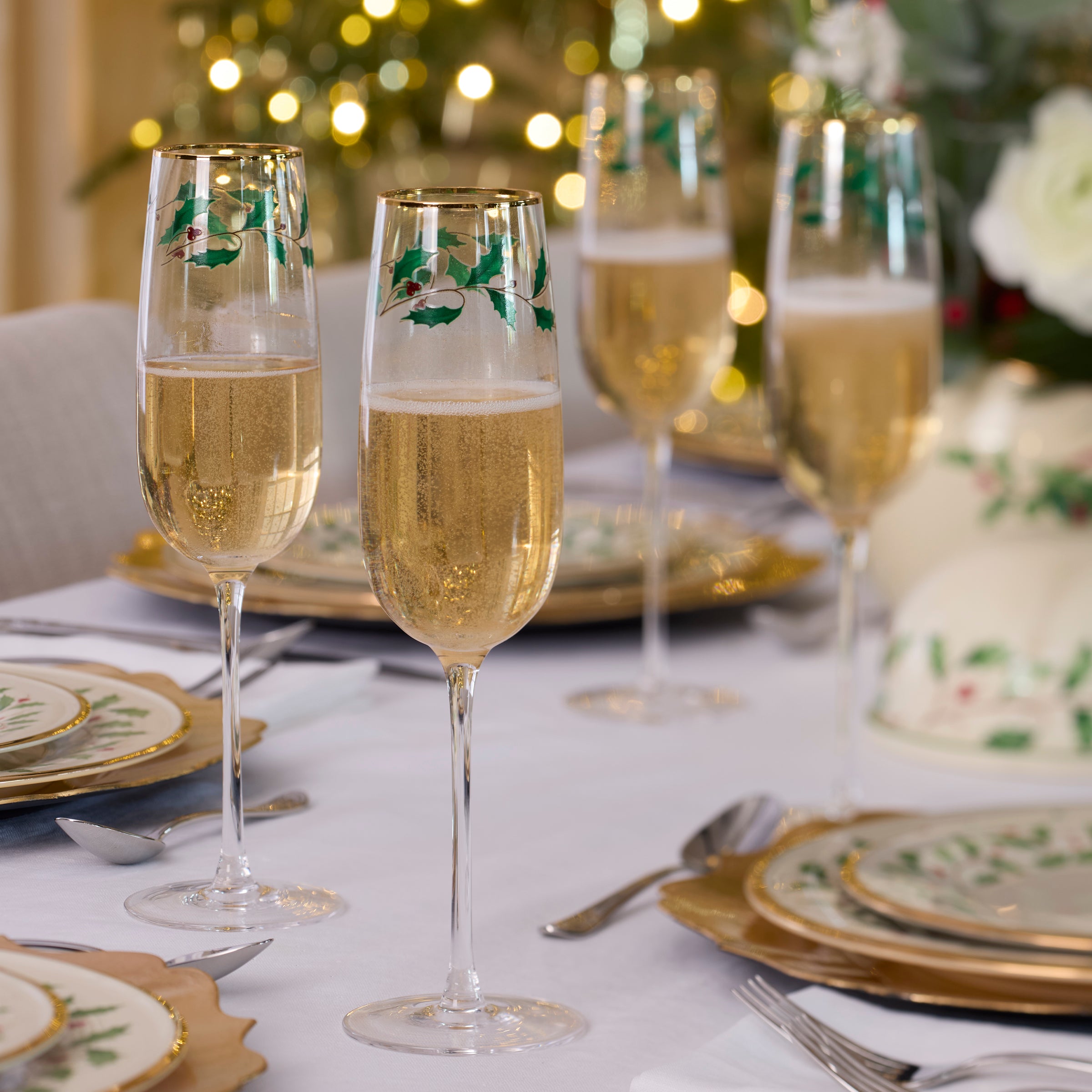 Holiday Decal Flute Glasses Set Of 4 - Image 5