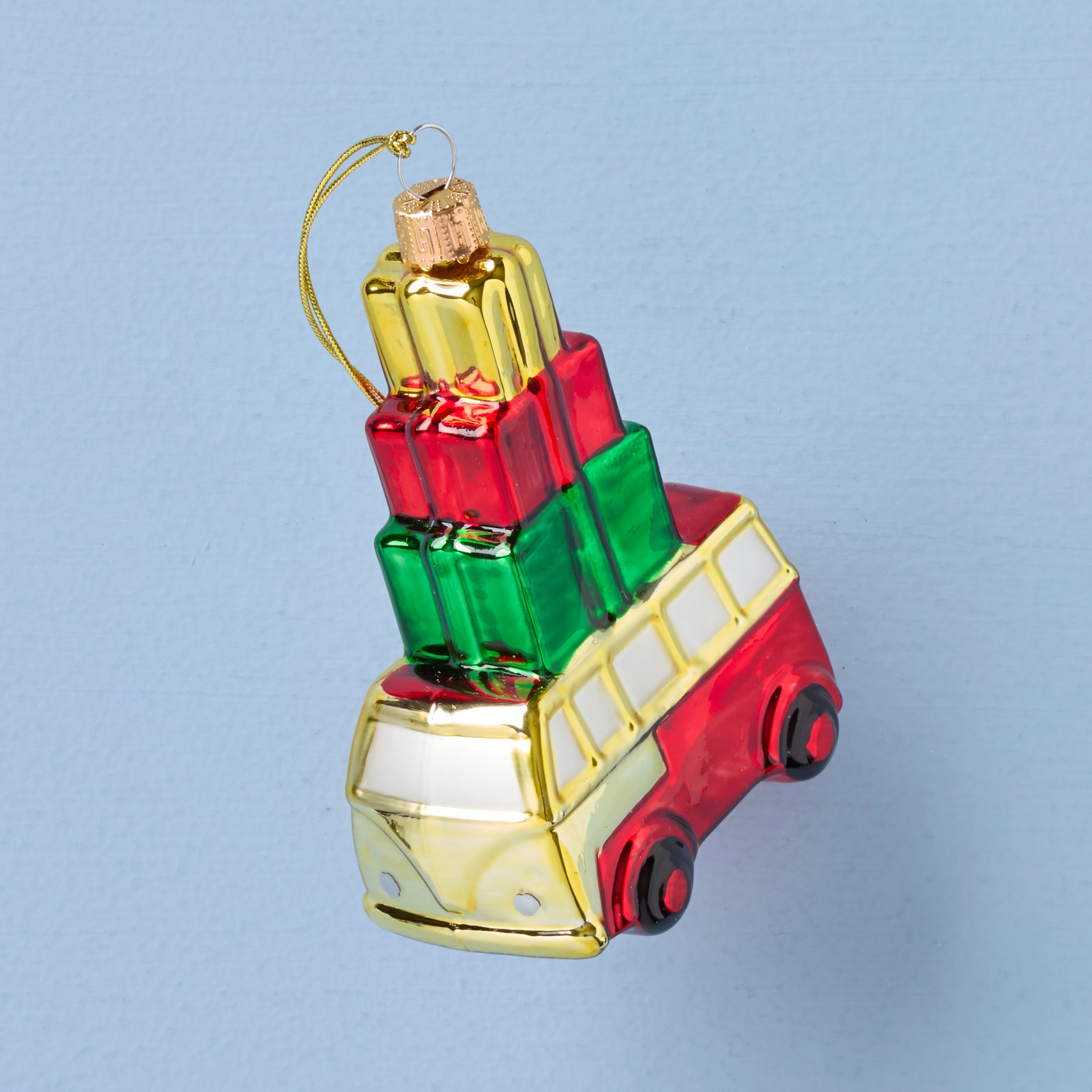 Blown Glass Van With Gifts Ornament