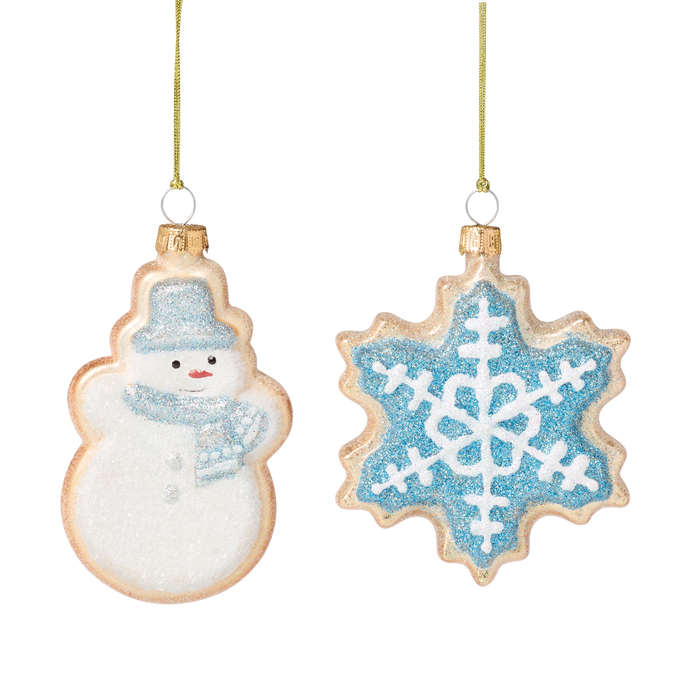 Blown Glass Snowman & Snowflake Cookie Ornaments 2 - Image 3