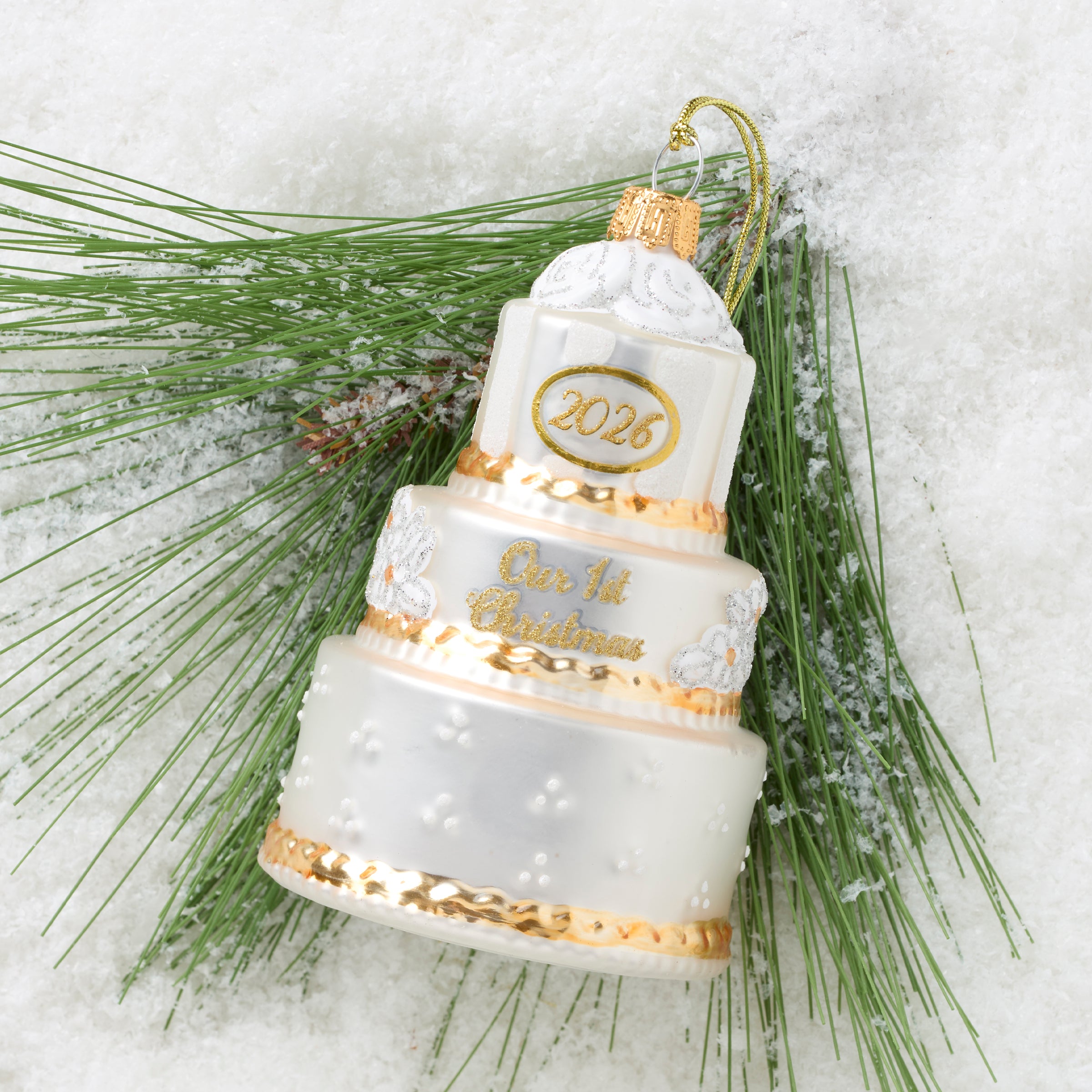 2026 Retro Blown Glass Our 1st Christmas Wedding Ornament - Image 3