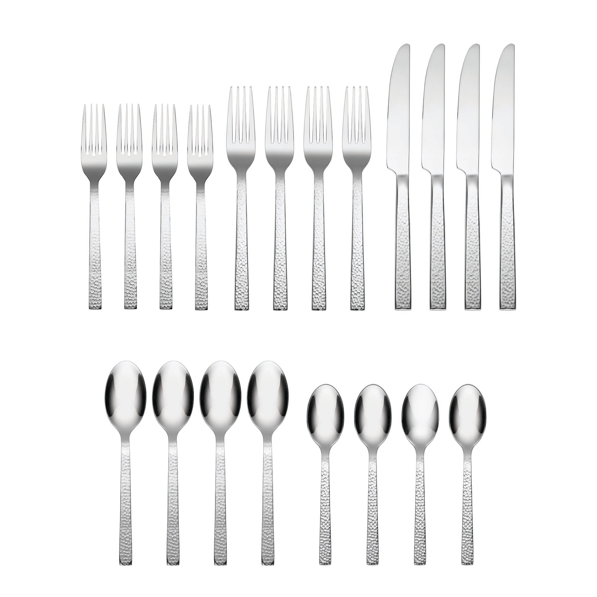 Alternative view of Chefs Table Hammered 20 Piece Flatware Set