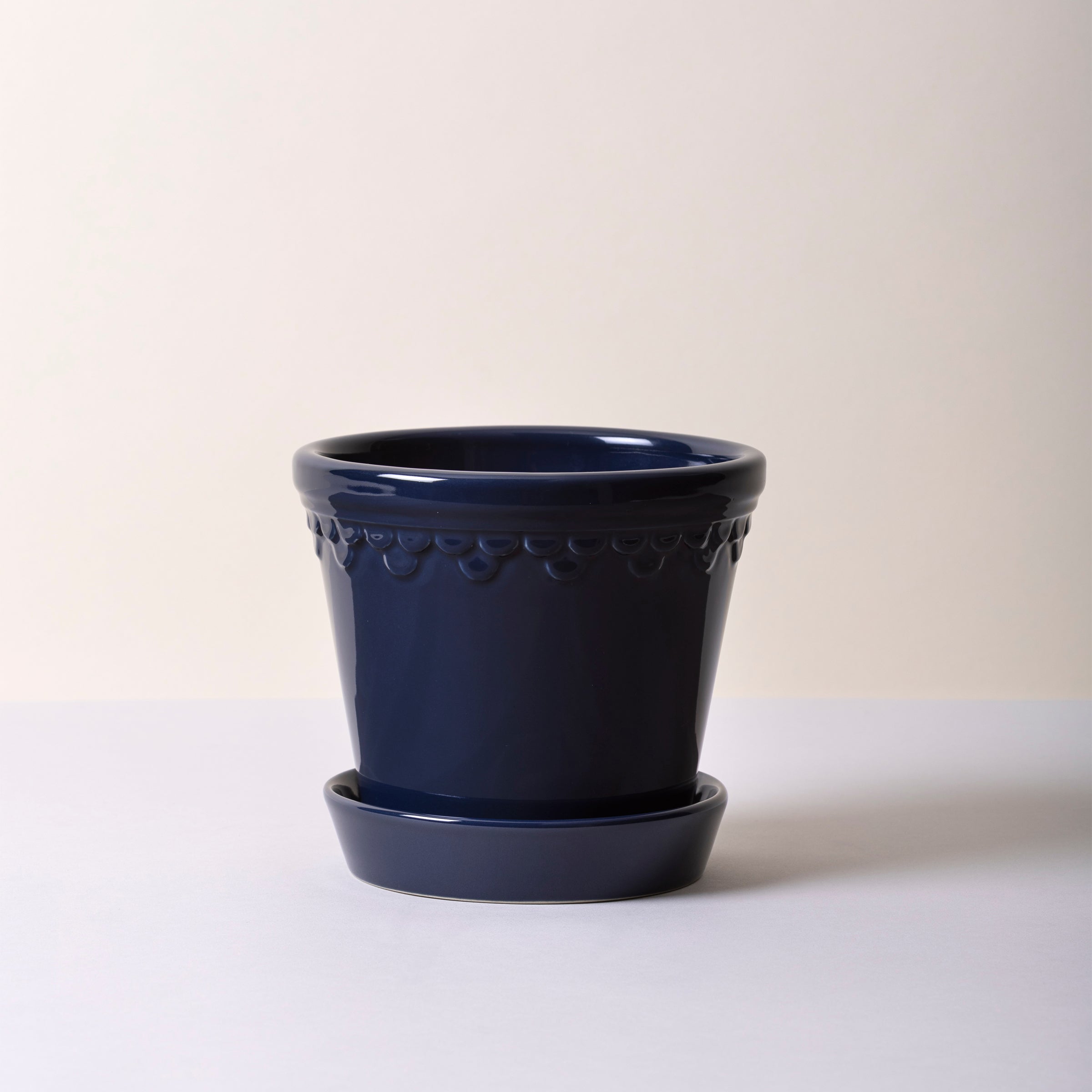Alternative view of Kobenhavner Glazed Sapphire Blue 16cm Pot with Saucer