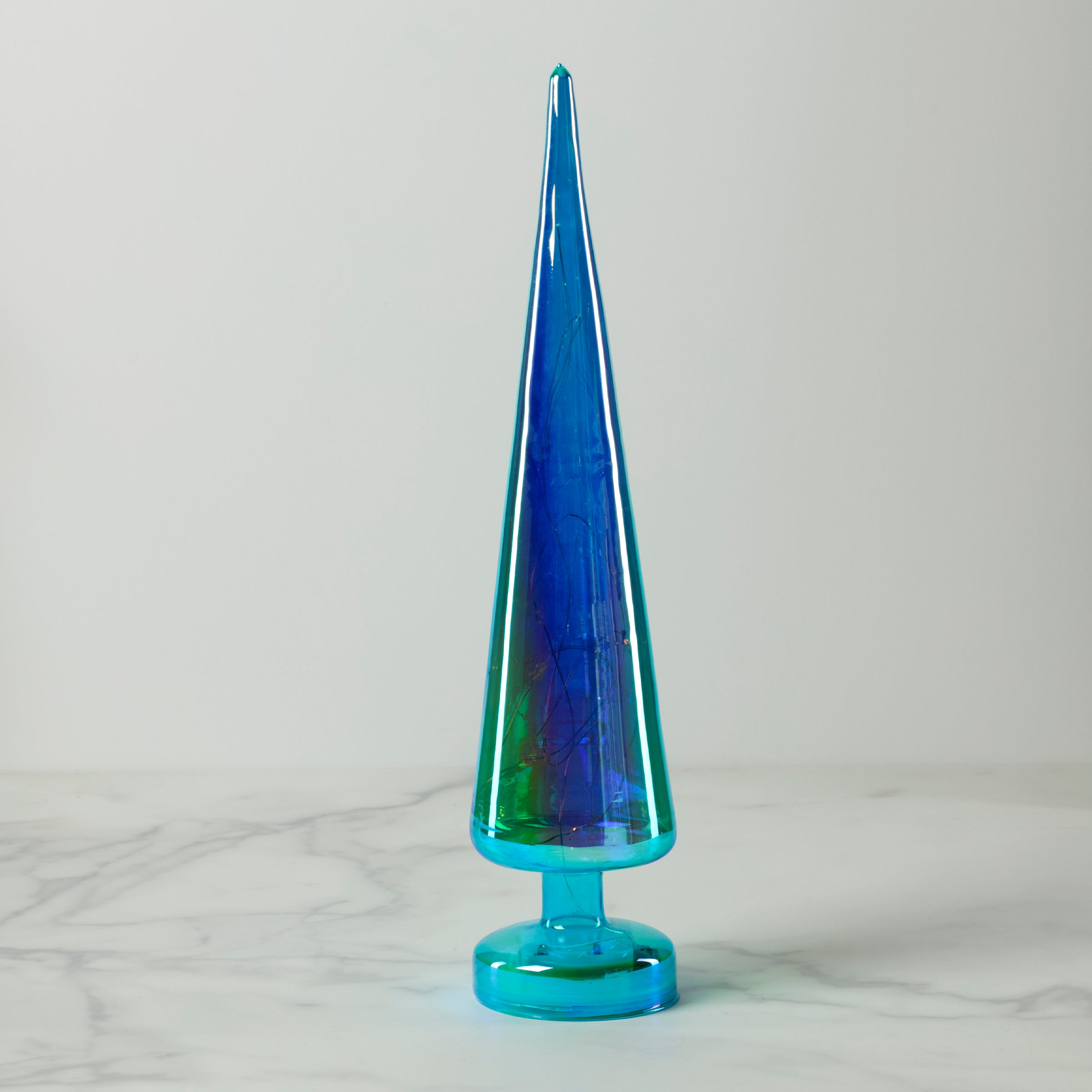 Alternative view of Led Lit Teal Glass Holiday Tree