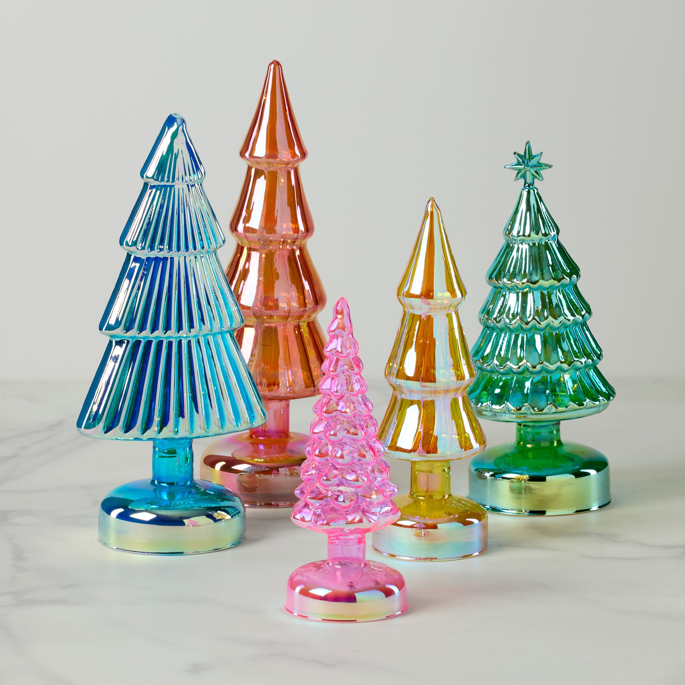 Alternative view of Small Multicolor Led Lit Holiday Trees 5 Piece Set