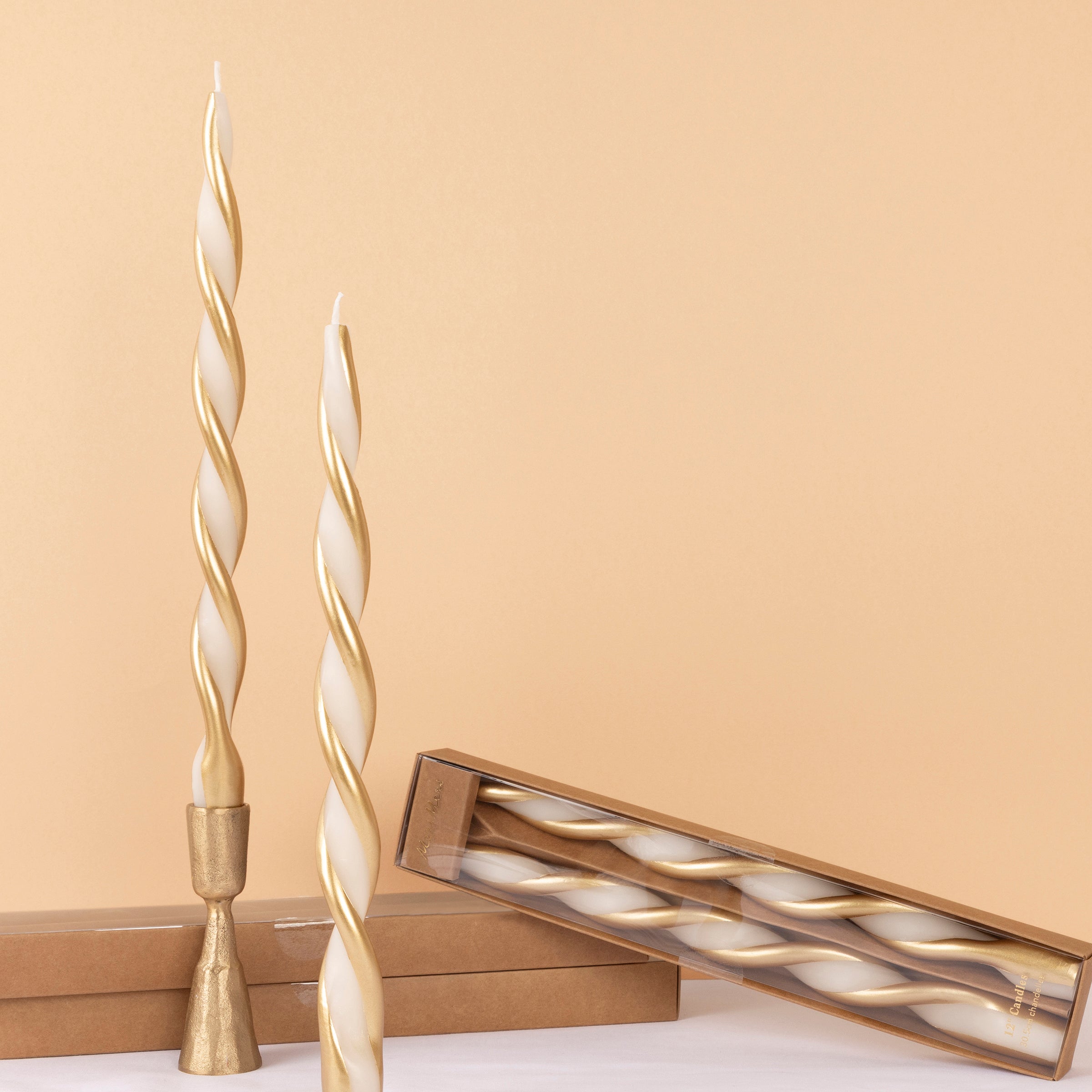 Gold Stripe Twist Candles, Set of 2 - Image 4