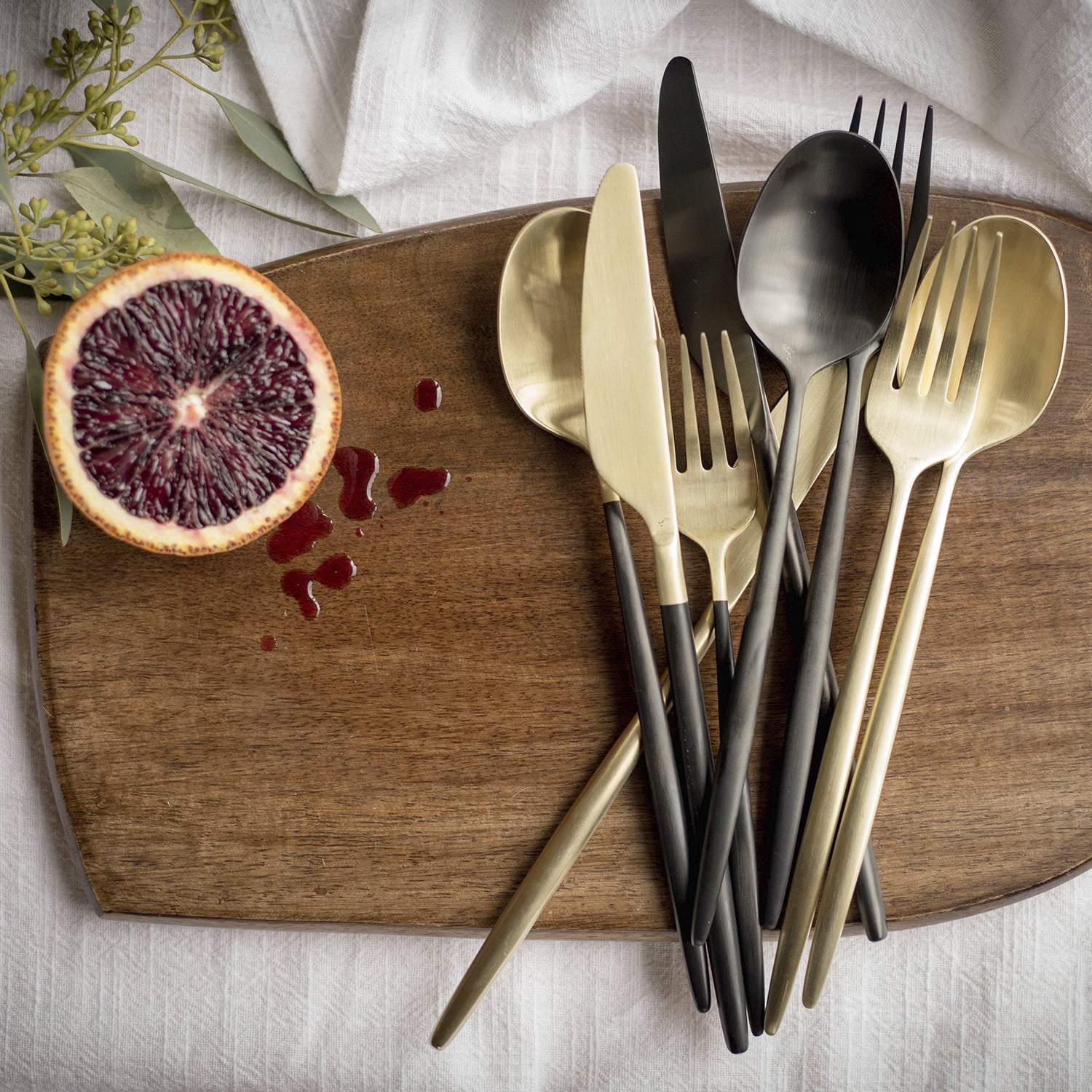 Alternative view of Gaze Black Satin 20 Piece Flatware Set