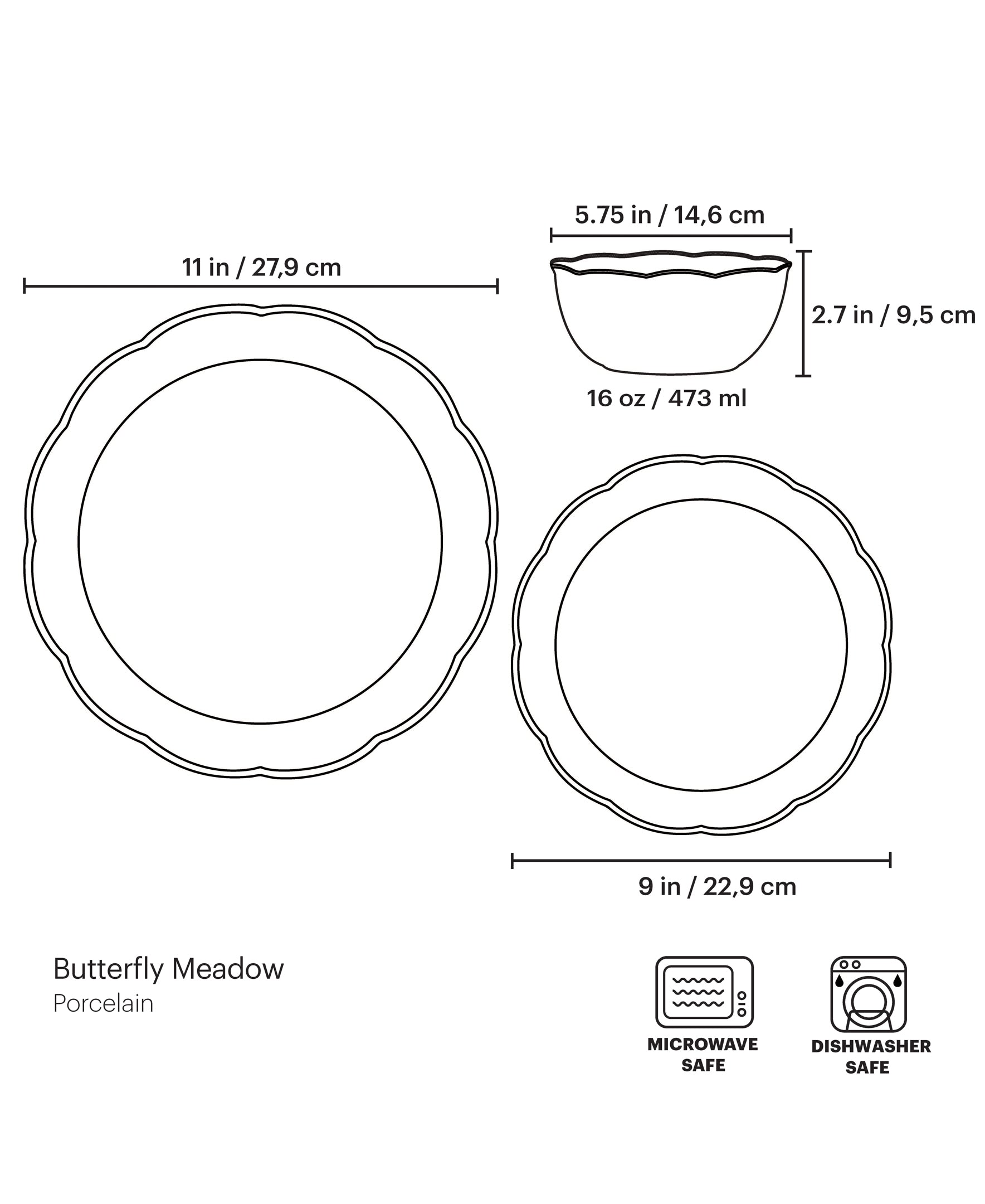 Butterfly Meadow Cottage Sage 12 Piece Dinnerware Set - Image 11