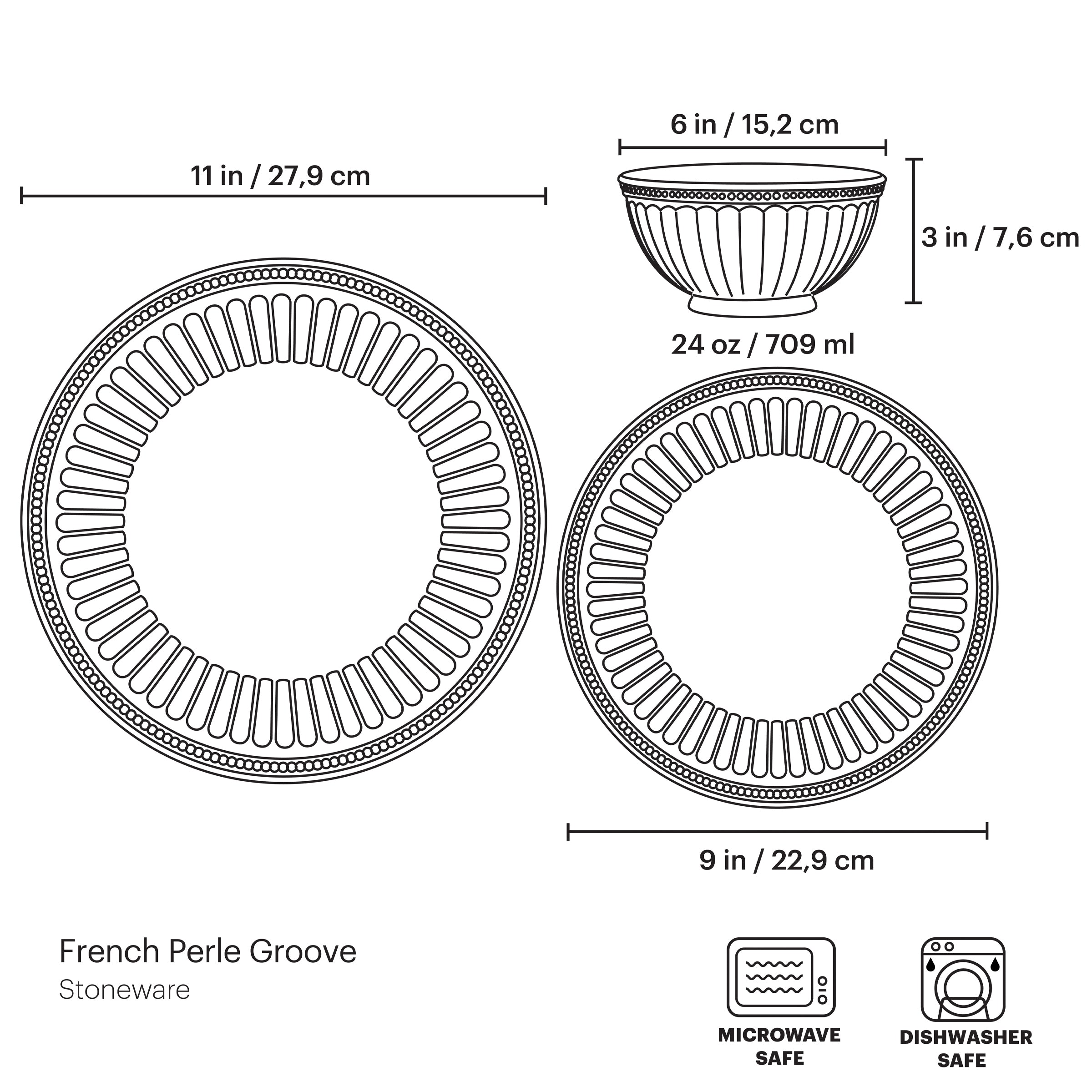 French Perle Groove 12 Piece Place Setting - Image 12