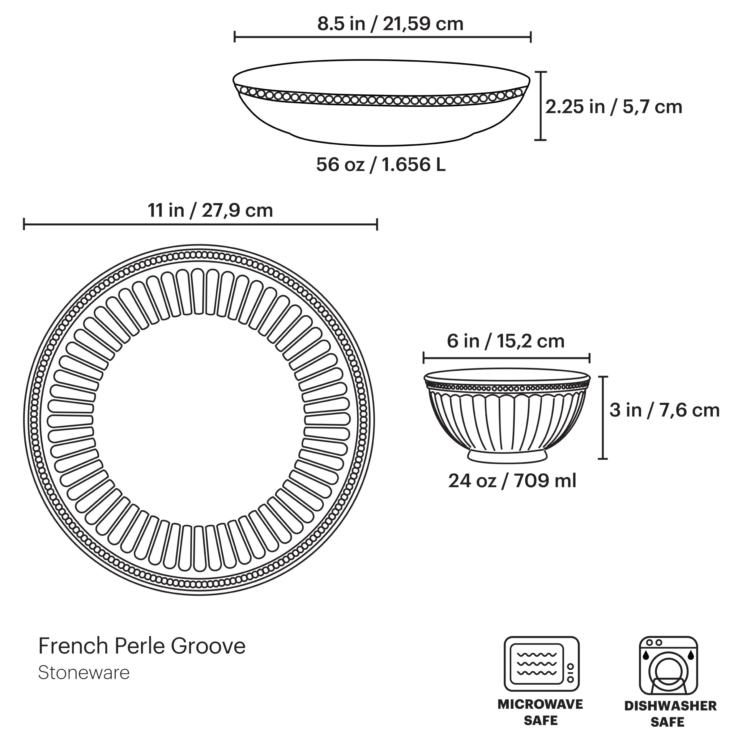 Alternative view of French Perle Groove 12 Piece Dinnerware Set