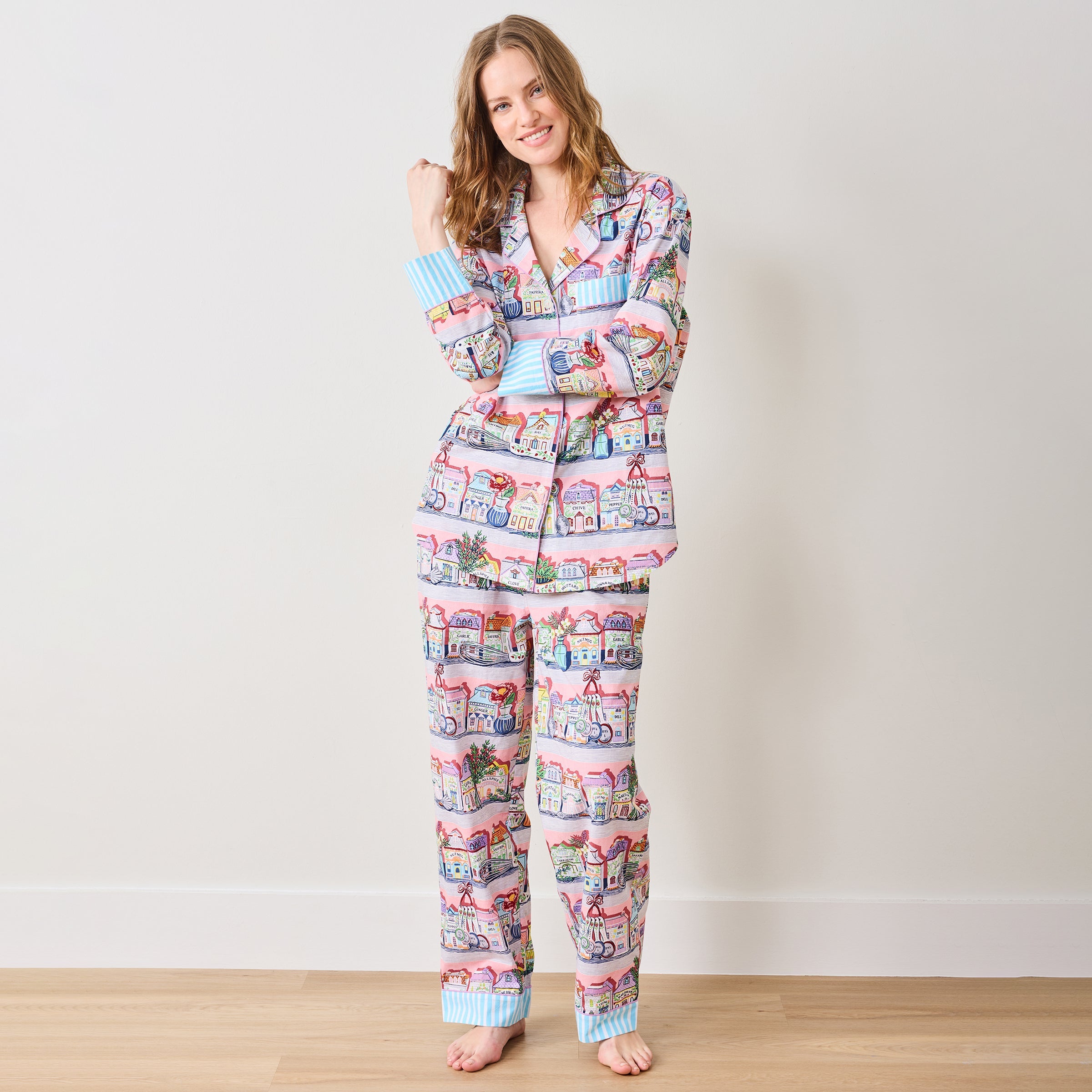 Lenox Spice Village x Printfresh Pink Kitchen Long PJ Set - Image 3