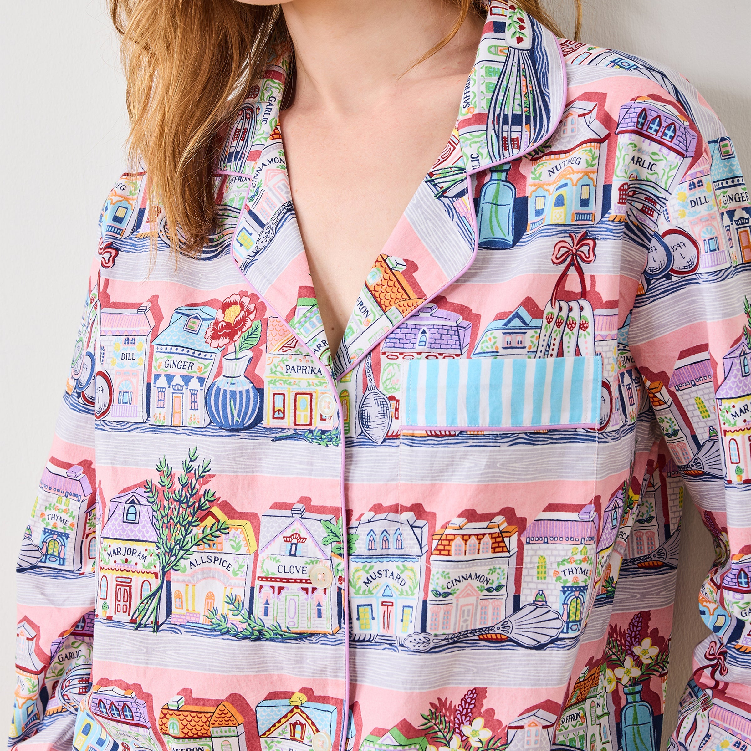 Lenox Spice Village x Printfresh Pink Kitchen Long PJ Set - Image 11