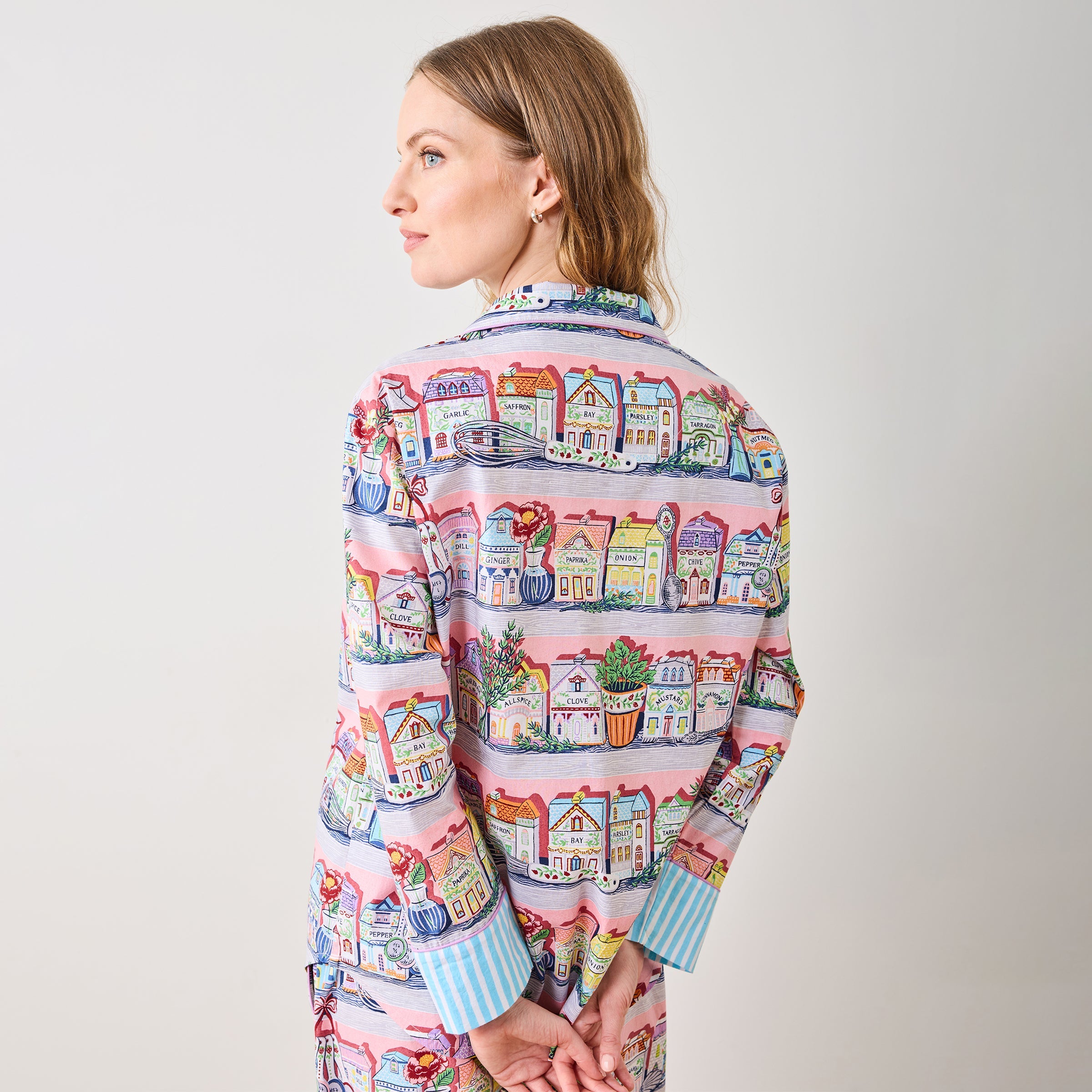 Lenox Spice Village x Printfresh Pink Kitchen Long PJ Set - Image 4