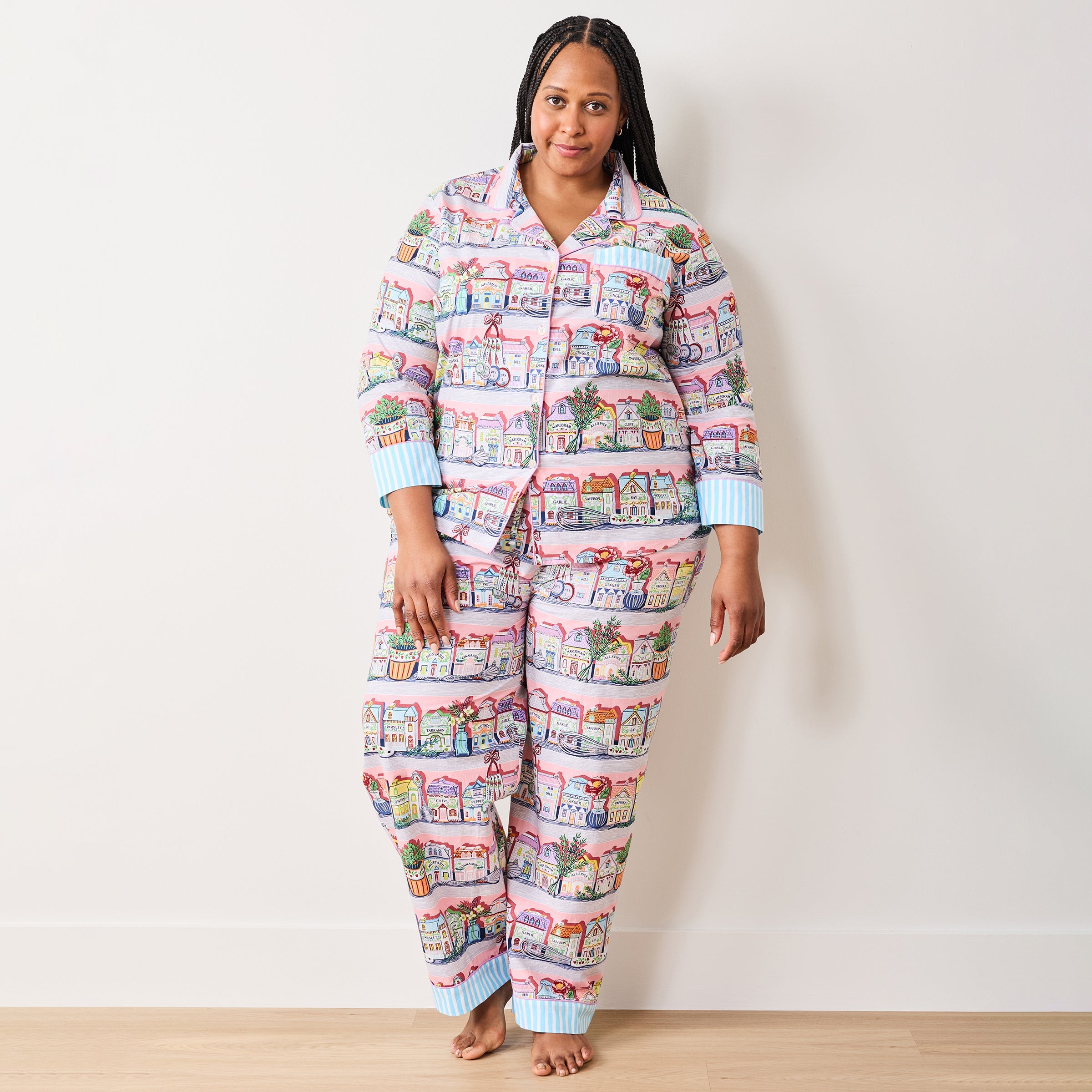 Lenox Spice Village x Printfresh Pink Kitchen Long PJ Set - Image 6