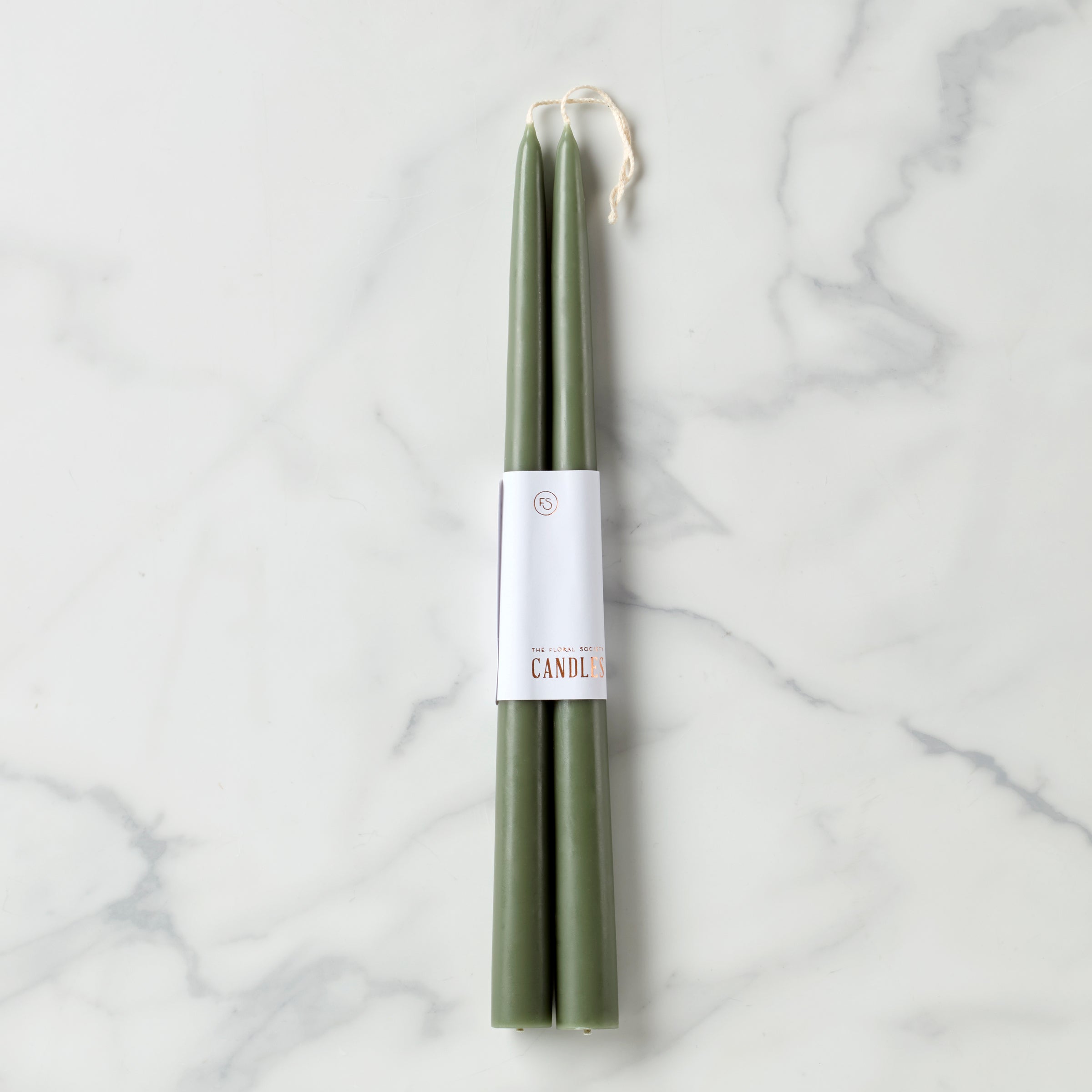 Dipped 12" Taper Candle Pair   Moss